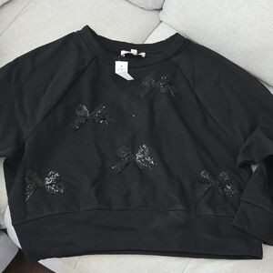 Black Bow Embellished Women's Top